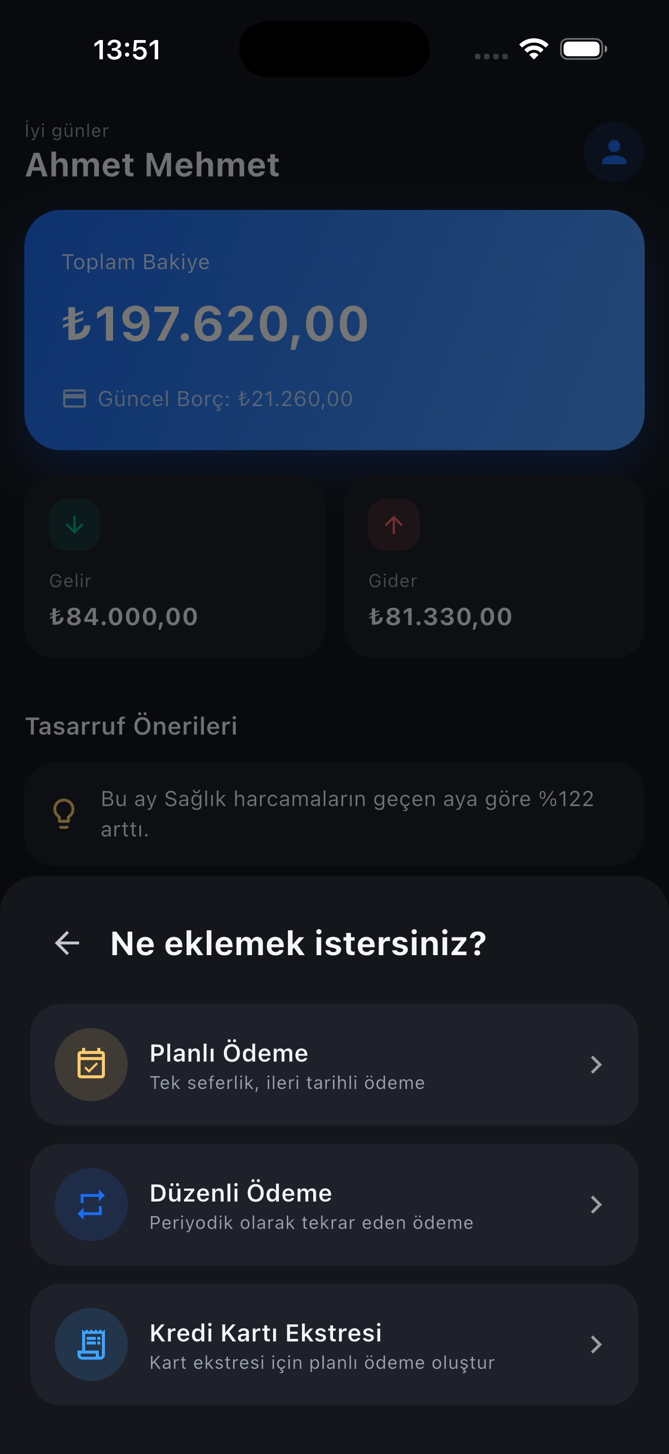 Ödeme tipi seçimi